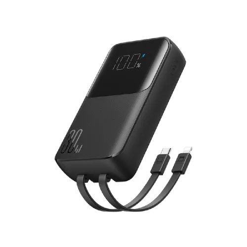 Joyroom JR-PBC06 10000mAh 30W Mini Power Bank with Dual Cables.