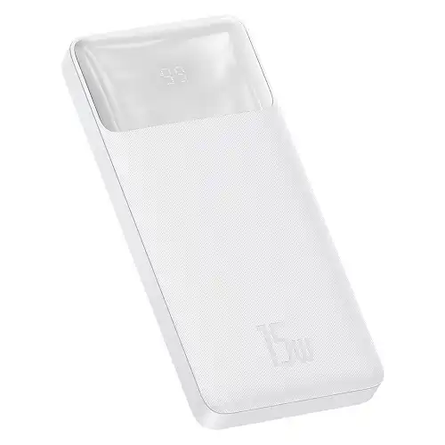 Baseus Bipow Digital Display 15W 10000mAh Power Bank White.