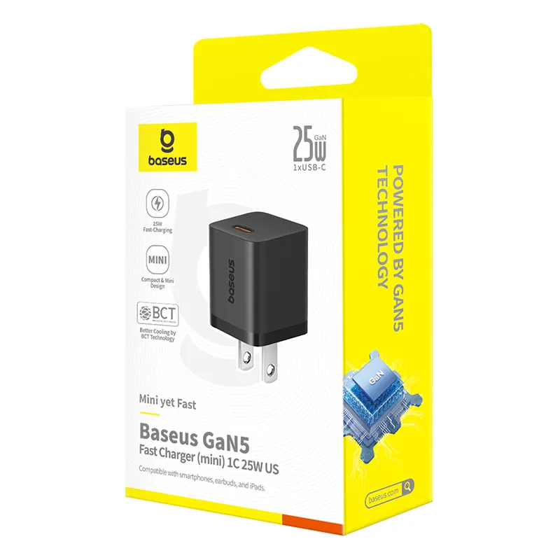 Baseus Charger GaN5 25W mini For Samsung S24 S23 S21 S20 Google Pixel Iphone 15 Series -P1011090B113-00